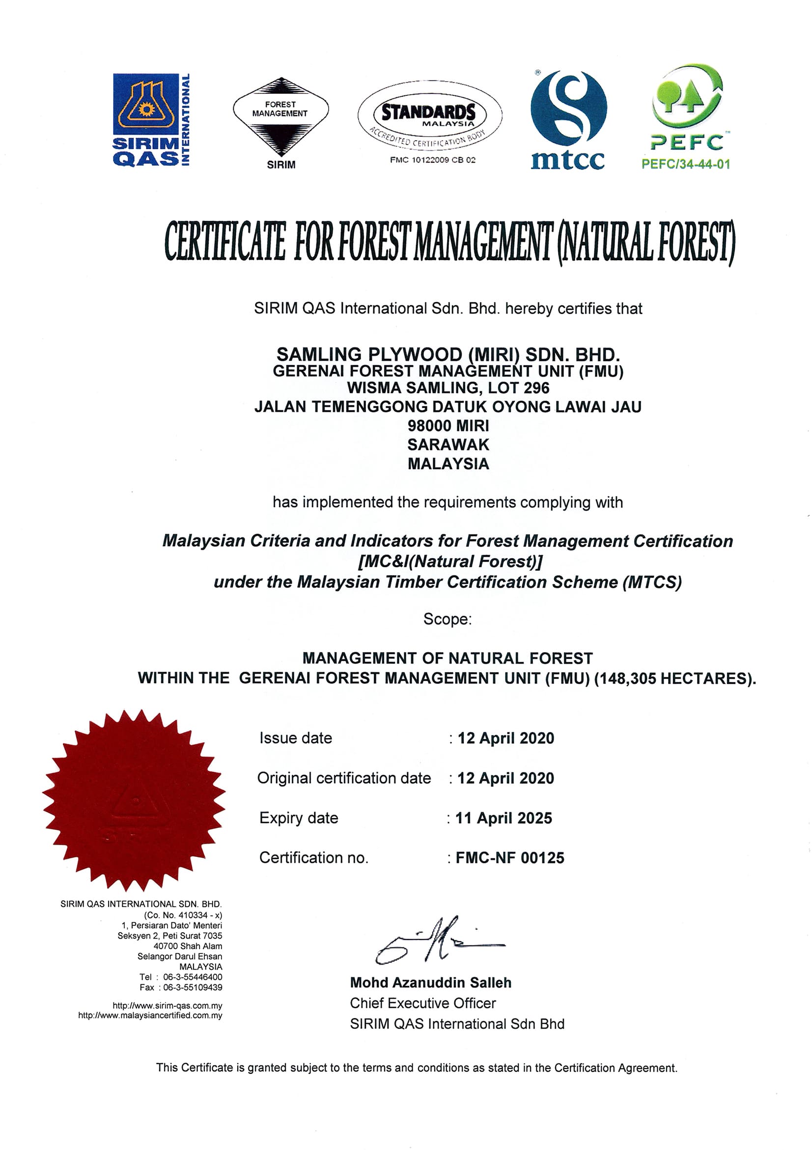 Certificate for Forest Management